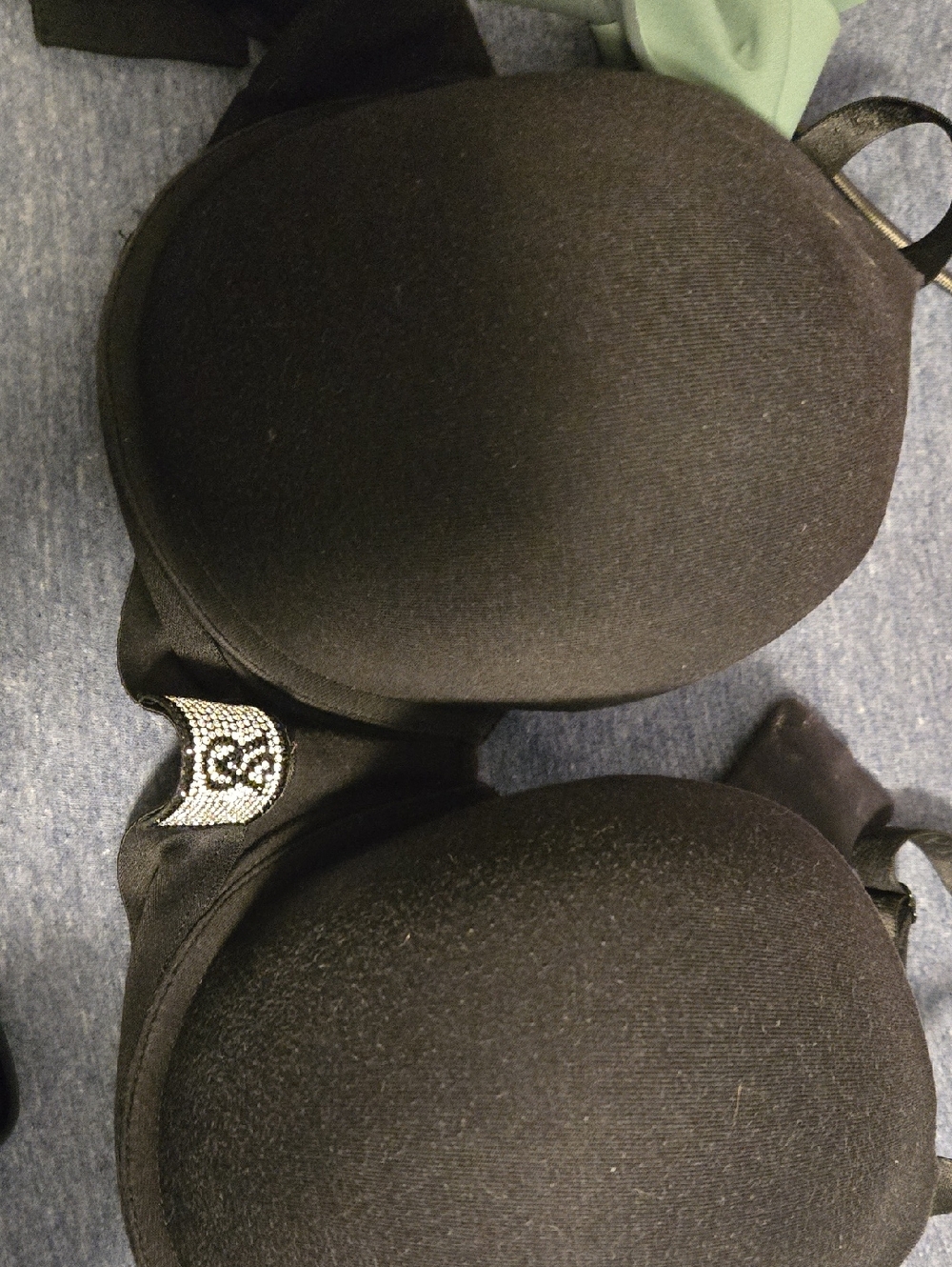 Victoria's Secret Black Push-Up Bra with Rhinestone Logo